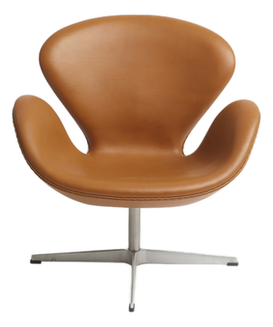 Vintage Swivel Swan Chair in Cognac Leather by Arne Jacobsen for Fritz Hansen, 1950s
