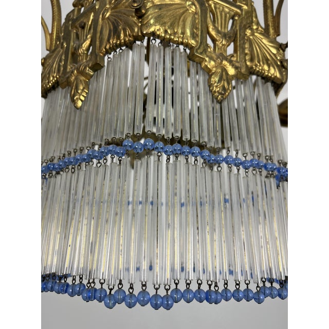 Art Deco 7-Light Chandelier in Brass and Glass, 1940s For Sale - Image 13 of 18