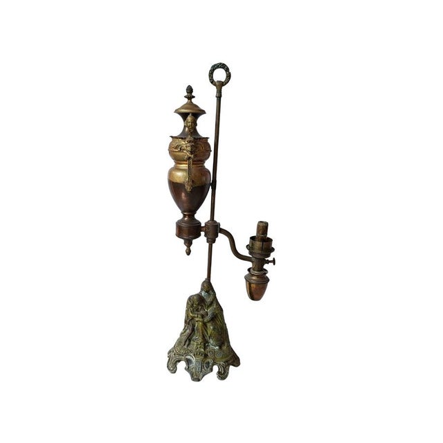 Forest Green Antique 19th Century Bronze Table Lamp For Sale - Image 8 of 8