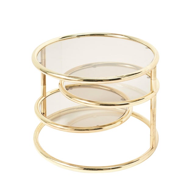 Metal Mid-Century Modern Schumacher Brass End Table With Three Tiered Shelves For Sale - Image 7 of 7