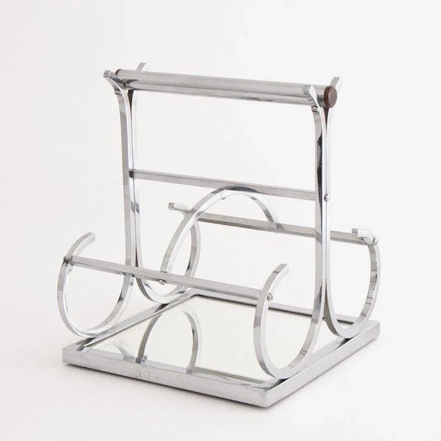 French Art Deco Jacques Adnet Wine Carrier in Chrome, 1930 For Sale - Image 7 of 7
