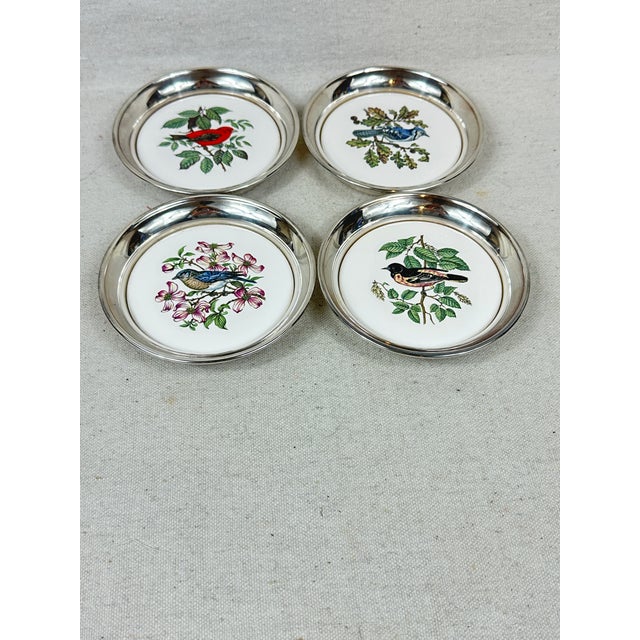 Figurative Vintage Sheridan Silver Plated Coasters For Sale - Image 3 of 9