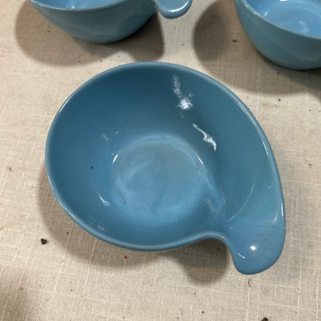 1970s 1970s Small Blue Frankoma Lazy Bones Ceramic Bowls- Set of 3 For Sale - Image 5 of 6