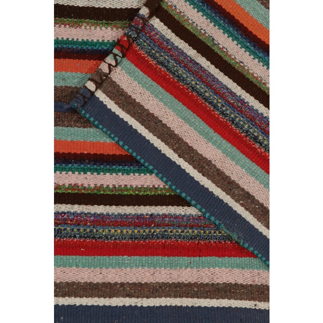 1950s Vintage Chaput Kilim Rug in Polychromatic Stripe Patterns, Multicolor-5'3x7' For Sale In New York - Image 6 of 6