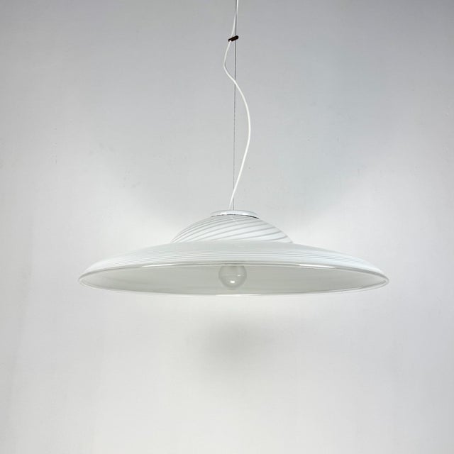 Large Murano Swirl Pendant Lamp, Italy, 1970s For Sale - Image 4 of 9