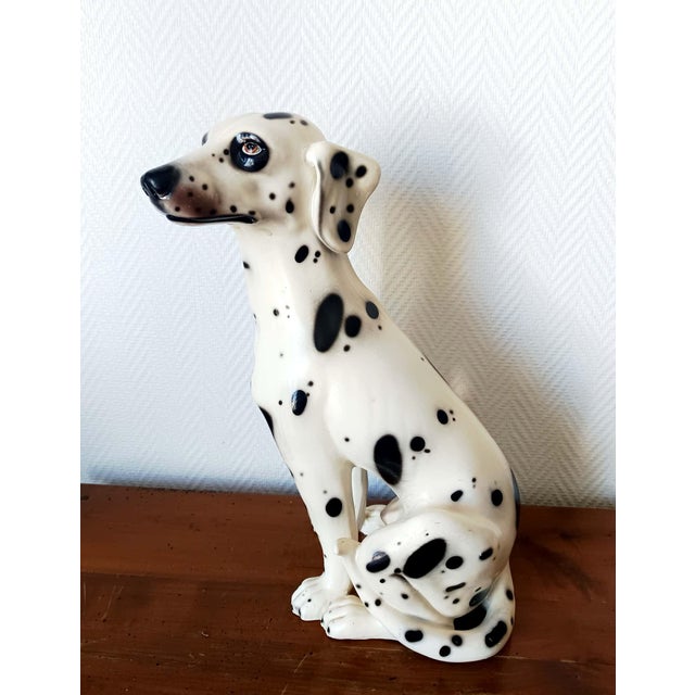 Vintage ceramic Dalmatian sculpture, Italian work circa 1970. Dog sitting on its hind legs. In very good condition, with a...
