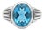 Swiss Blue Topaz Signet Ring, Oval Cut Gemstone Chunky Ring Us 7 For Sale