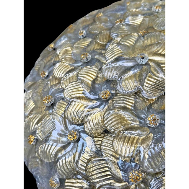 Gold Murano Ceiling Lamp with Flowers with Gold Flecks attributed to Seguso Vetri Darte, 1960s For Sale - Image 8 of 11