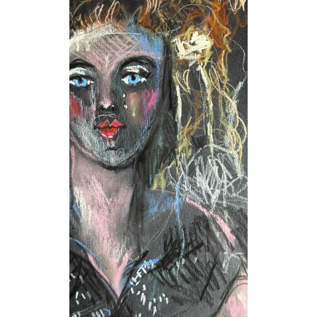Figurative "Steam Queen " Pastel Figurative Drawing For Sale - Image 3 of 3