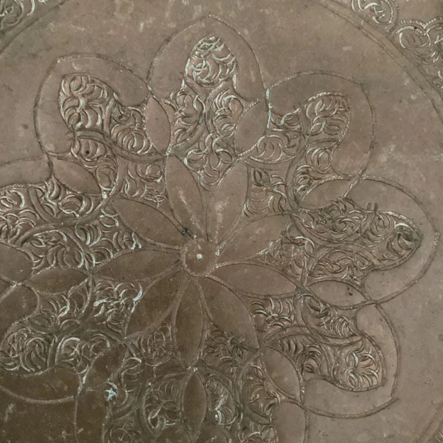 Late 19th Century Late 19th Century Antique Highly Crafted and Detailed Moroccan Cooper Plate For Sale - Image 5 of 13