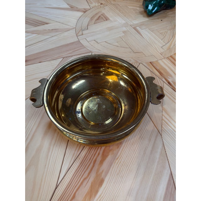 Metal Brass Centerpiece Bowl With Decorative Handles For Sale - Image 7 of 7