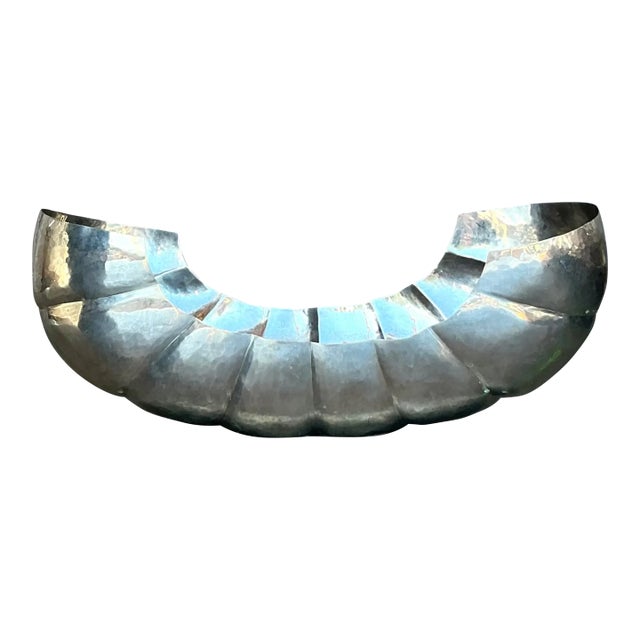 Vintage Boho Hammered Metal Victoria Tray For Sale