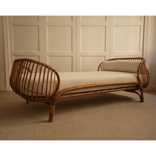 Italian Daybed in Bamboo and Wicker, 1960s For Sale - Image 3 of 10