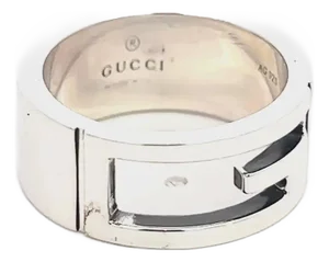 1990s Gucci Estate Ring Size 5.5 Sterling Silver Height, Size 5.5