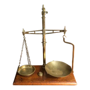 Late 19th Century Antique English Brass and Mahogany Scale