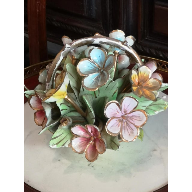 Porcelain Flowers Bouquet Flower Basket, 1960s For Sale - Image 6 of 16