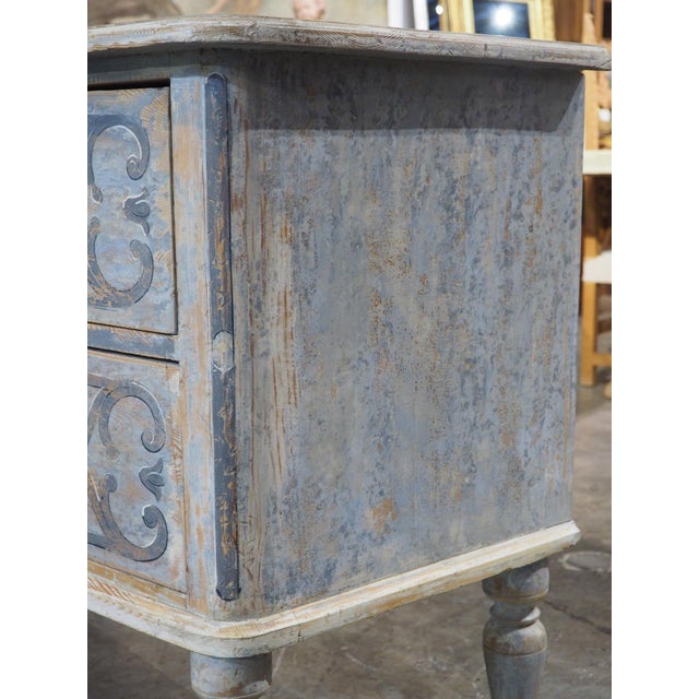 Light Blue Painted and Distressed Sauteuse Commode From Southern Germany For Sale - Image 11 of 18