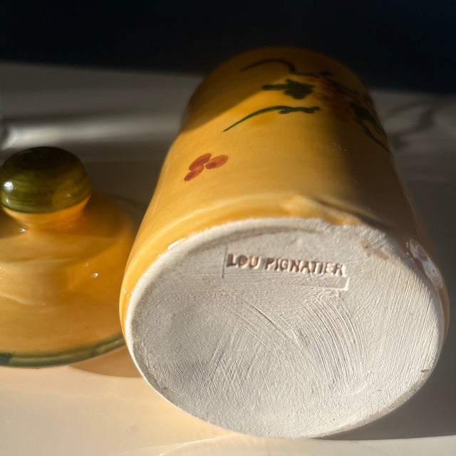 Vintage Lou Pignatier French Provençal Ceramic Canister Set For Sale - Image 4 of 9