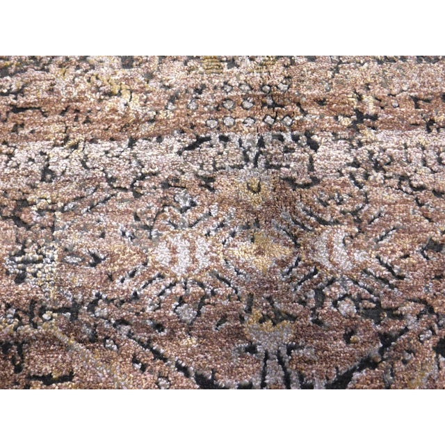 Hand Knotted Bamboo Silk and Wool Rug in High and Low Texture. 7'10"x 9'9" For Sale - Image 4 of 18