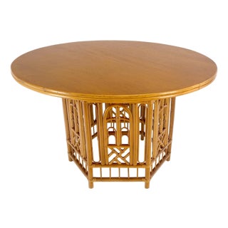 Very Fine 48" Round Top Bamboo Base Mid Century Modern Dining Center Table MINT! For Sale