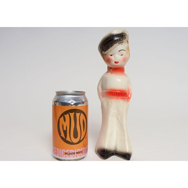 1920s Vintage Hand-Painted Americana Chalkware Carnival Chalk Sailor Boy Sculpture / Figurine For Sale - Image 5 of 10