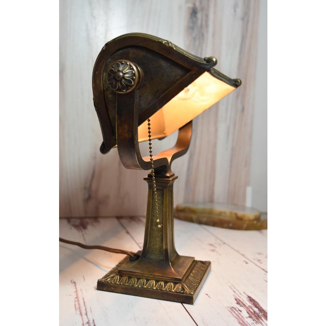 Vintage Art Deco Bronze Desk Library Lamp For Sale - Image 14 of 18