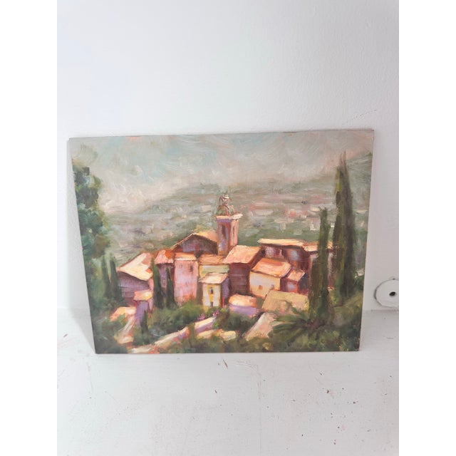 1950s Original Saint-Paul-De-Vence France Oil Painting Vintage For Sale - Image 9 of 12