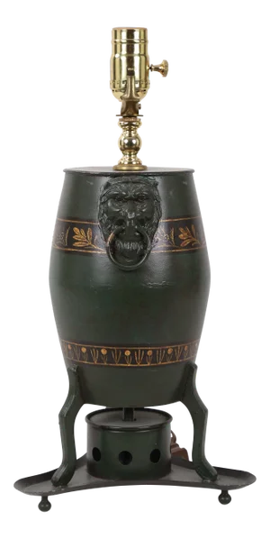 20th Century Chinese Green Drum Shaped Lamp