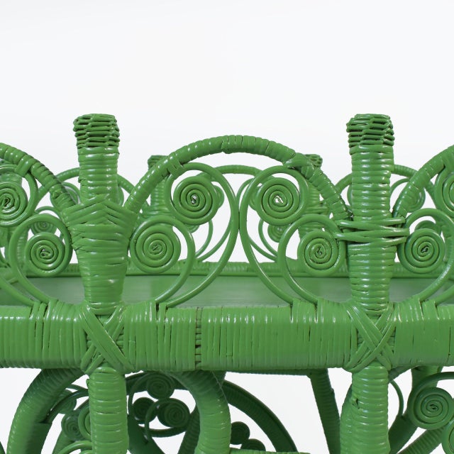 Coastal 1960s Fiddlehead Vintage Green Bar Cart For Sale - Image 3 of 5