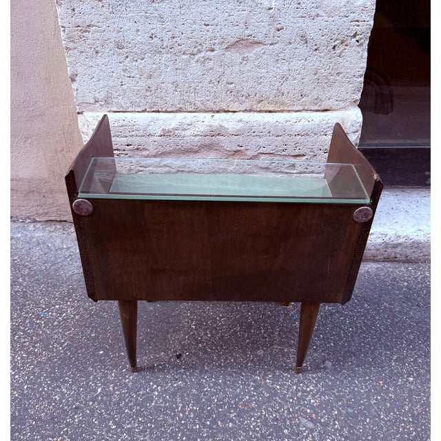 Mid-Century Modern Mid-Century Italian Mahogany Nightstands with Painted Glass, 1960s, Set of 2 For Sale - Image 3 of 10