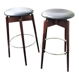 Vintage Mid Century Arthur Umanoff Bar Stools- A Pair For Sale