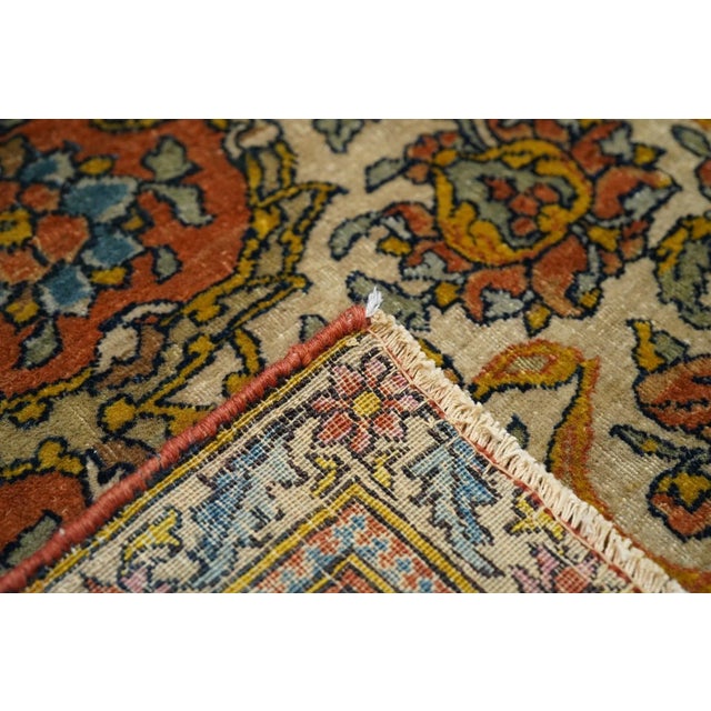 Orange Antique Persian Tehran Rug 4'5'' X 6'10'' For Sale - Image 8 of 8