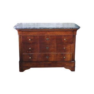 19th Century Louis Philippe Chest With Grey Marble Top For Sale