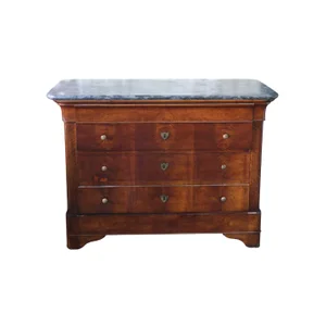 19th Century Louis Philippe Chest With Grey Marble Top