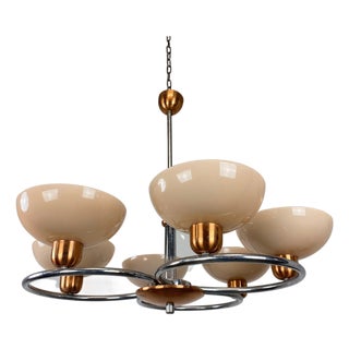 Art Deco Pink Chandelier, 1930s For Sale