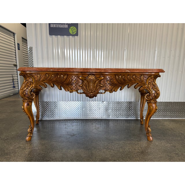 William Switzer Louis 16th Rouge Marble Top Console Table sold as found previously owned in very nice condition showing...