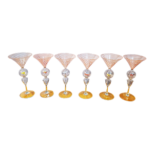 Art Deco Bimini Animal Martini Cocktail Glasses- Set of Four