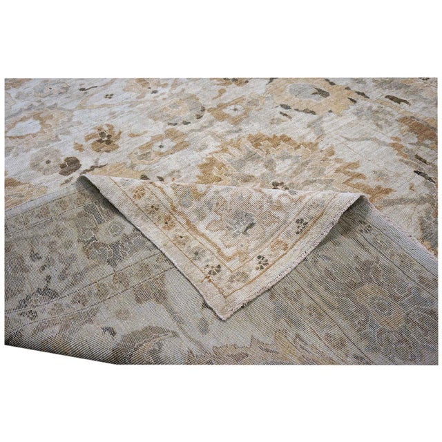 Early 21st Century Persian Sultanabad Wool 9x13 Tan, Grey, Taupe & Ivory Handmade Area Rug #1142628 For Sale - Image 5 of 5