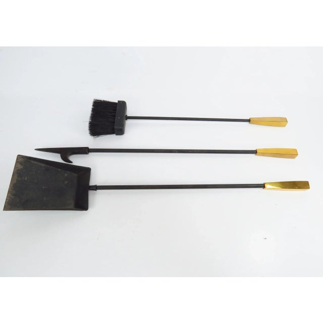 Ebony Vintage Art Deco Inspired Solid Brass and Iron 4-Piece Fireplace Tool Set For Sale - Image 8 of 13