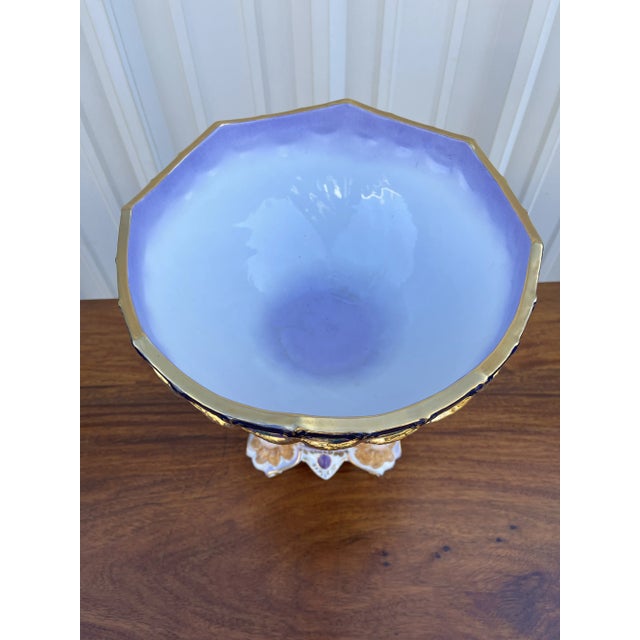 Early 20th Century Dresden Signed Porcelain Centerpiece Bowl- Applied Flowers, Cherub Faces For Sale - Image 5 of 12