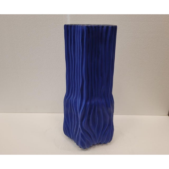Blue Small Modern Blue Ceramic Vase in Blown Glass, Denmark, 1970s For Sale - Image 8 of 14
