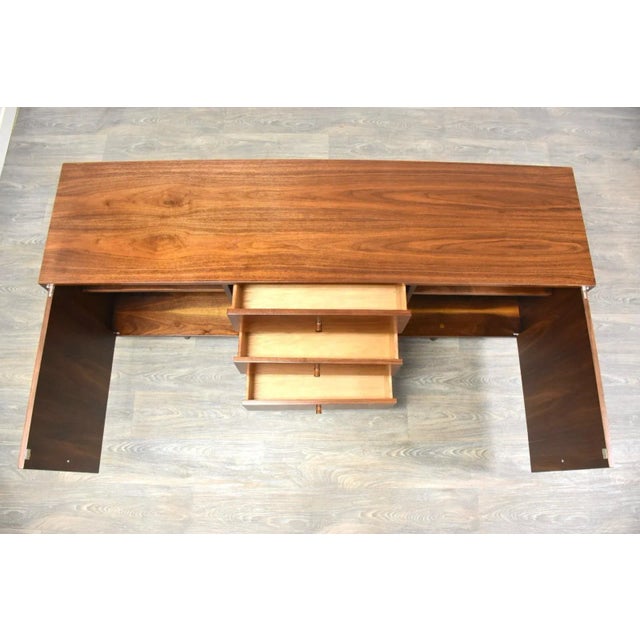 Refinished Walnut Mid Century Credenza For Sale In Boston - Image 6 of 11
