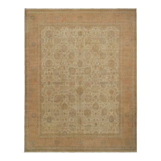 Rug & Kilim’s Classic Persian Style Rug in Beige-Brown With Pink Floral Patterns For Sale