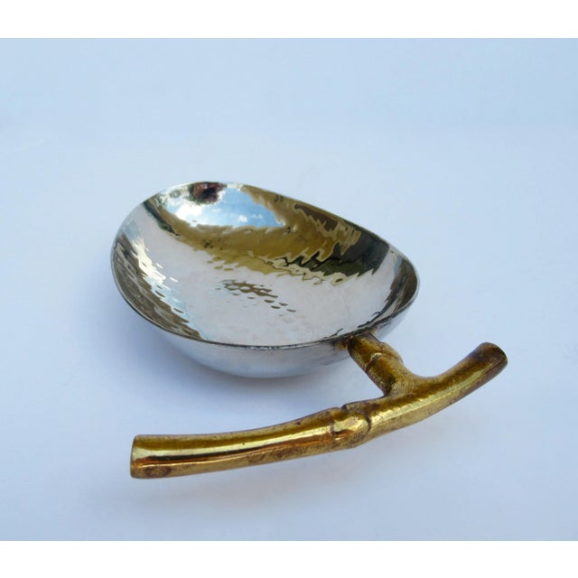 Hammered Silver Plate & Brass Oval-Shaped Accent Bowl For Sale - Image 9 of 13