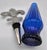 Cobalt Blue Ribbed Glass Oil or Perfume Bottle With Fleur De Lis Rhinestone Stopper For Sale In Portland, ME - Image 6 of 9