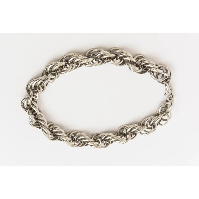 Vintage Sterling Silver Italian Hallmarked Twisted Chain Link Sculptural Collar Necklace For Sale In Miami - Image 6 of 12