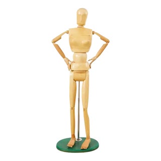 Midcentury French Life-Size Articulated Wooden Artist Mannequin For Sale