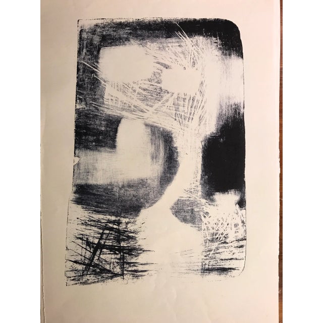 1950's Stone Lithograph Black and White Abstract San Francisco Artist For Sale - Image 4 of 6