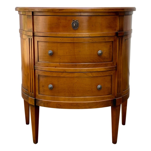 Louis XVI Style Cherrywood Commode with Three Half-Moon Drawers, 1940s For Sale