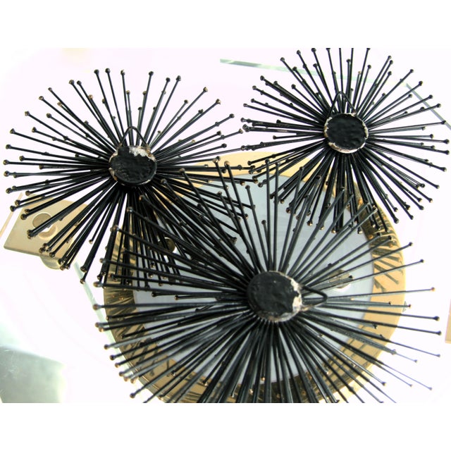 Vintage 1950's Black & Gold Metal Wall Urchins / Pom Poms Set of 3